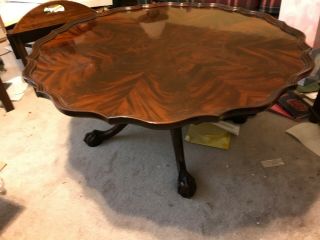 Baker Round Scalloped Coffee/Cocktail Table,  Mahogany 2