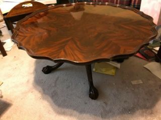 Baker Round Scalloped Coffee/Cocktail Table,  Mahogany 4