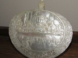 Large Antique Carved Mother Of Pearl: 