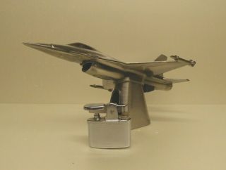 VERY RARE MID CENTURY LIGHTER F - 16 PLANE FIGHTER METAL 1970 VINTAGE RETRO 5