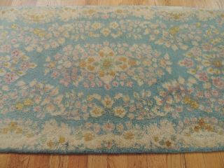 2x4 small Antique Oriental Area Rug Carpet Blue wool Flowers floral 8