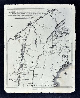 Revolutionary War Map Maine Vermont Hampshire Quebec American Revolution