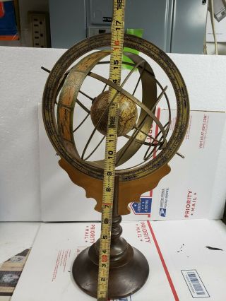 Vintage Old World Zodiac Wooden & Metal Globe