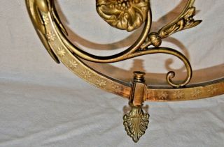 Fancy Antique Brass Gas Chandelier Converted to Electric Light 2 arms 7 lights 8