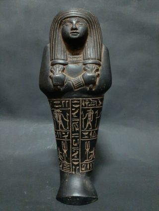 Rare Ancient Egyptian Antiques Ushabti Shabti Queen Statue Luxor Bazalt Stone Bc