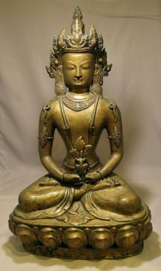 Antique Chinese Tibetan Bronze Buddha 18th 19th C.