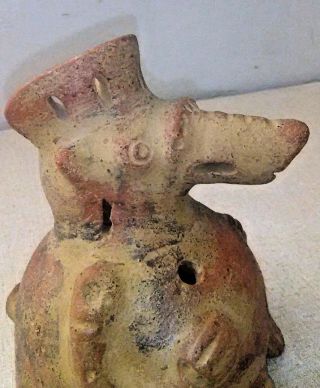 Pre Columbian Ocarina Figure With Mask And Crown 4