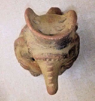 Pre Columbian Ocarina Figure With Mask And Crown 7