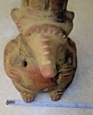 Pre Columbian Ocarina Figure With Mask And Crown 9