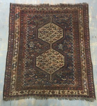 Wonderful Old Antique Handmade Qashqai Rug 6.  1x5.  3 Ft Shabby Chic 2