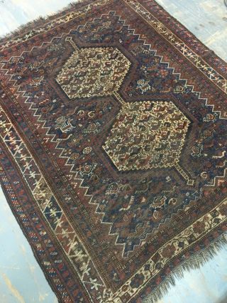 Wonderful Old Antique Handmade Qashqai Rug 6.  1x5.  3 Ft Shabby Chic 3