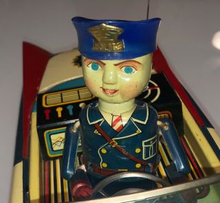 Rare Vintage Tin Litho Friction Power Highway Patrol Car - 6