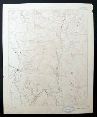 Santa Fe Mexico Rare Antique Usgs Topo Map 1894 Pecos Agua Fria
