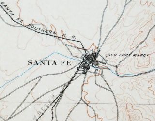 Santa Fe Mexico Rare Antique USGS Topo Map 1894 Pecos Agua Fria 3