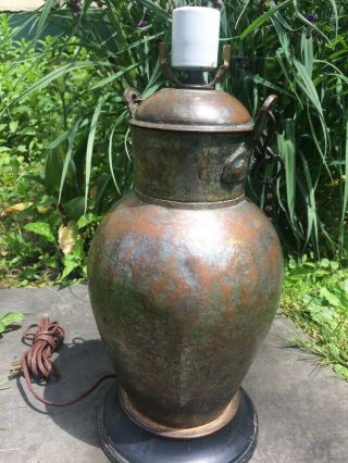 Antique Mission Craftsman Copper Bronze Lamp Hammered Stickley?