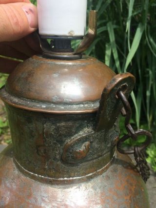 Antique Mission Craftsman Copper Bronze Lamp Hammered Stickley? 2