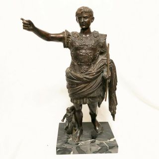 Antique Grand Tour Bronze Sculpture Statue Of Augustus Caesar