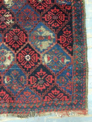 ca.  1900 Old Antique Handmade Baluchi Rug 5.  7x3.  7 Ft 9