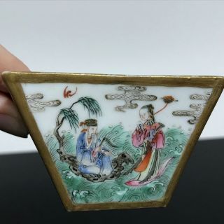 Antique Chinese Painted Porcelain Square Cup 4