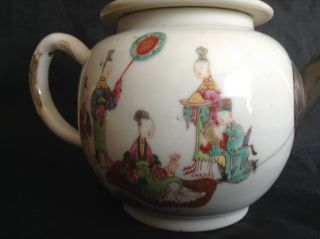 Large Qianlong Teaparty Teapot,  silver Spout enamels.  14.  5cm tal 20cm Long 6