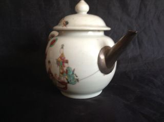 Large Qianlong Teaparty Teapot,  silver Spout enamels.  14.  5cm tal 20cm Long 8