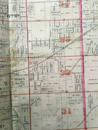 1886 CITY OF KANSAS CITY MISSOURI INDEX PAGE ST MARY ' S CEMETERY ATLAS MAP 3