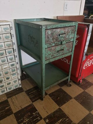 Vintage 1940 Industrial Lyon Rolling Tool Cart Cabinet Drawers Table Kitchen Is