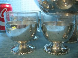 Vintage German Silver Alpacca Punch Bowl Set W/ladle 12 Cups Glass Insert 3