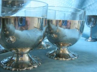 Vintage German Silver Alpacca Punch Bowl Set W/ladle 12 Cups Glass Insert 4