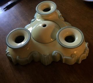 Vintage 1900s Art Deco Porcelain Ceiling Light Fixture Porcelier 3 Light Antique 3
