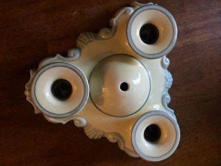 Vintage 1900s Art Deco Porcelain Ceiling Light Fixture Porcelier 3 Light Antique 7