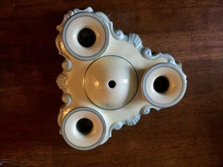 Vintage 1900s Art Deco Porcelain Ceiling Light Fixture Porcelier 3 Light Antique 8