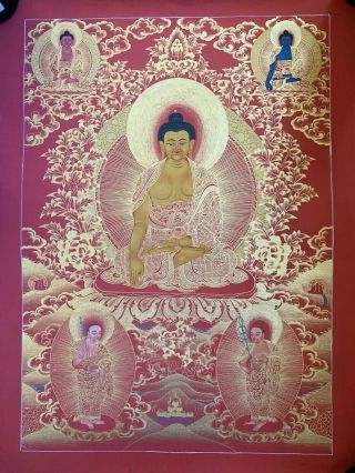 Rare Masterpiece Handpainted Tibetan Shakyamuni Buddha Thangka Painting Chinese