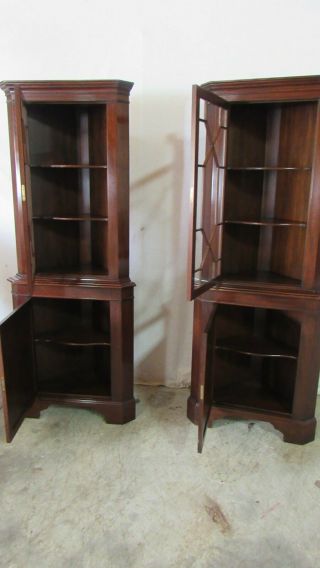 Pair Henkel Harris Rare Corner Cabinets Mahogany 8