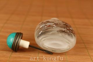 Rare Old Glass Hand Painting Three Kingdoms hero zhaoyun Statue Snuff Bottle 9