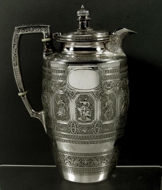 Scottish Sterling Silver Coffee Pot 1881 Indian Manner