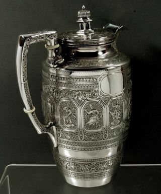 Scottish Sterling Silver Coffee Pot 1881 Indian Manner 2