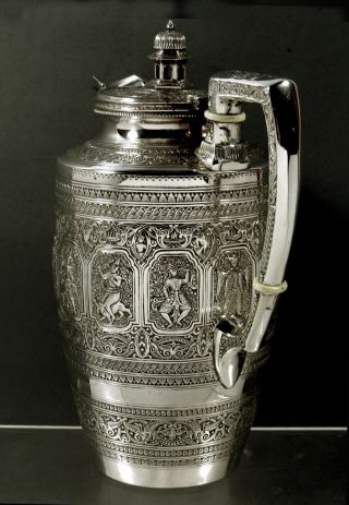 Scottish Sterling Silver Coffee Pot 1881 Indian Manner 4