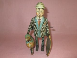 Antique Joe Penner & Goo Goo Duck Marx Tin Wind Up Mechanical Toy 1930 ' s 2