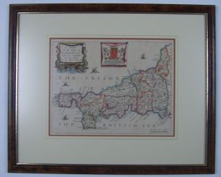 Cornwall: Antique Map By Richard Blome,  1673