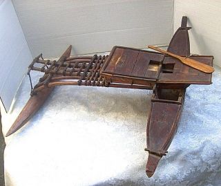 Vintage / Antique Tribal Folk Art Wood Model Of Marshall Islands Outrigger Canoe