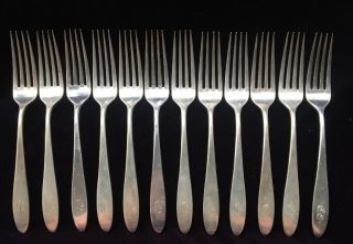 12 Vintage Sterling Reed & Barton French Antique Dinner Forks (231039)