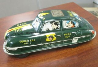 Vintage MARX TIN LITHO DICK TRACY WIND UP POLICE STATION & FRICTION CAR PLAYSET 8