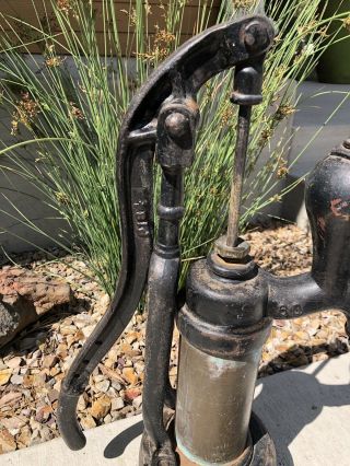 Antique Cast Iron Hand Brass CYLINDER WATER PUMP Good,  Duplex MFG CO Wis.  SMART 6