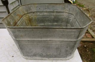 Vintage Galvanized Wash Tub.  Hexagon.  Planter