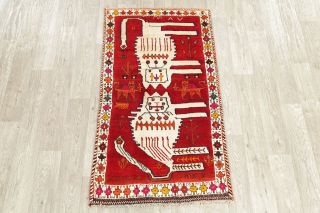 Tribal Persian Design Area Rug Hand - Knotted Wool Oriental Animal Pictorial 3 x 5 2