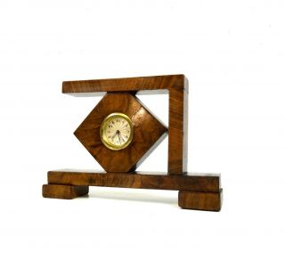 Rare German Avantgarde Cubist Bauhaus Table Clock Art Deco 1930