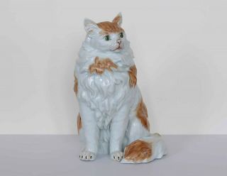 CARL THIEME Large CAT Porcelain Figurine 13 3/4 