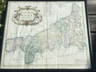 Robert Morden Map Of Cornwall Circa 1695 With Later Hand Colouring