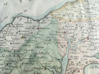 Robert Morden Map of Cornwall Circa 1695 with Later Hand Colouring 5